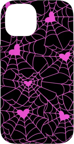 Vista 4 de Carcasa para iPhone 11 con diseño de telaraña, color rosa y negro