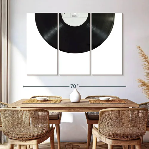 Vista 93 de Elephant Stock BW - Reproductor de discos de vinilo para pared, lienzo horizontal, decoración de pared de sala de estar de 3 piezas, impresión