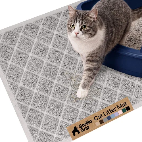 Vista 66 de GORILLA GRIP Tapete para caja de arena para gatos, resistente al agua, respaldo texturizado, fácil de limpiar, menos residuos y suelos limpios, 17 x