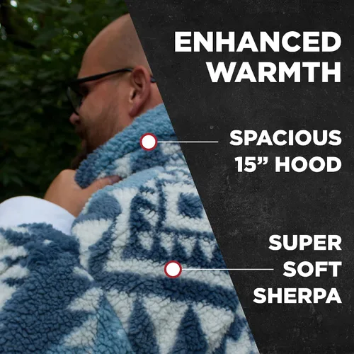 Vista 3 de Coleman Sudadera con Capucha de Manta Vestible de Gran Tamaño de Sherpa y Micro-Visón, Azul - Talla Única para la Mayoría