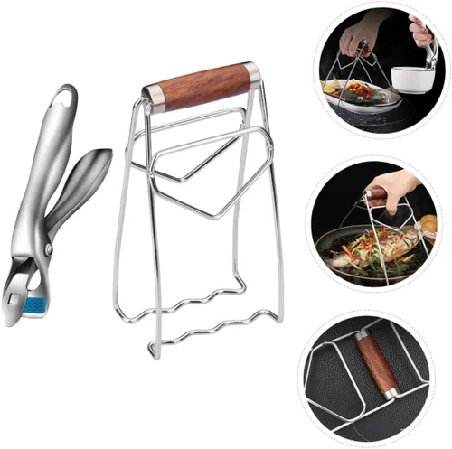 Vista 4 de Abrazadera de tazón de acero inoxidable para platos con clip escaldado, herramienta de cocina para comidas calientes y cuencos