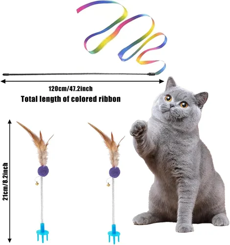 Vista 5 de Kit de iniciación para gatitos Hlimior - Juego de 15 piezas con todo lo esencial para gatos, incluye caja de arena, juguetes, collares, almohadilla