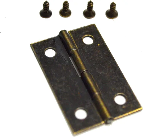 Vista 2 de 10 bisagras de bronce vintage de latón plegables con tornillos para puertas, ventanas, muebles, armario, cajas de madera, cajas, cajas, cajas