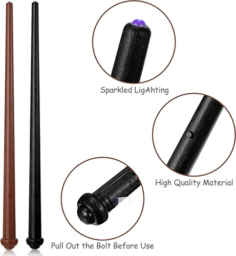 Vista 6 de Sumind 4 varitas mágicas iluminadas de princesa de hadas con sonido, varita de mago de bruja iluminadora, accesorio de disfraz para Navidad, fiesta