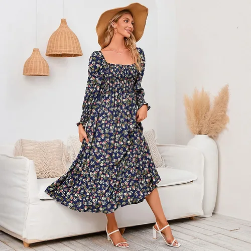 Vista 2 de Women's Wedding Dresses for Guest Dress Floral Spring Layered Pleated Beach Swing Dress Summer Dresses Casual