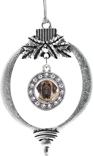 Vista 107 de Inspired Silver - Adorno con dije de cara de carlino - Adornos navideños de círculo de plata con joyas de circonita cúbica