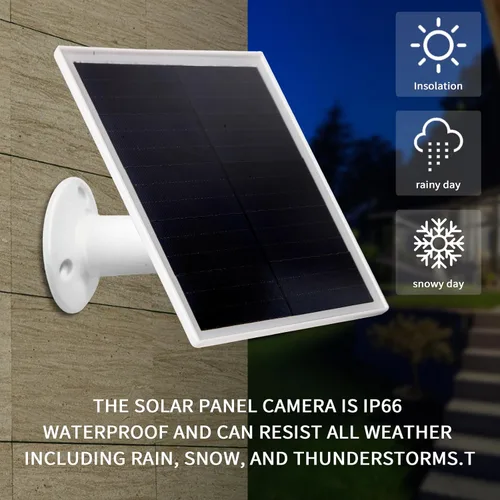 Vista 5 de Cargador de panel solar de 6 W, panel solar con micro USB y puerto USB-C para cámara de batería recargable DC 5 V para exteriores, IP66 resistente