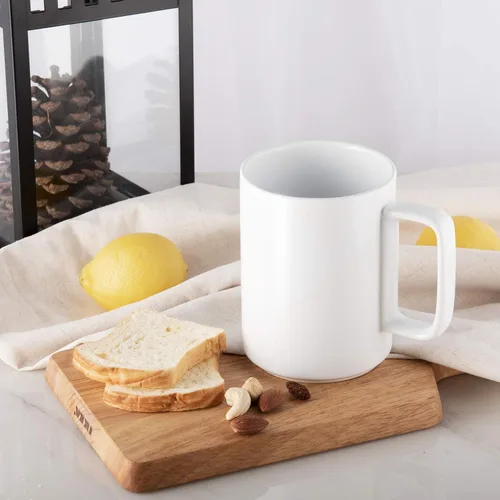 Vista 2 de E-liu Tazas de té de porcelana grandes, 6 blancas y 6 negras