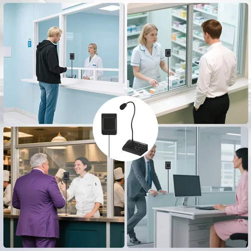 Vista 7 de Intercomunicador de ventana de doble vía, sistema de altavoces de ventana, micrófono de intercomunicación antiinterferencia. Para negocios, banco