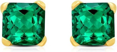 Vista 4 de Jewelili Juego de collar y pendientes de plata de ley con colgante solitario con circonita cúbica blanca y esmeralda simulada de 0.236 x 0.236
