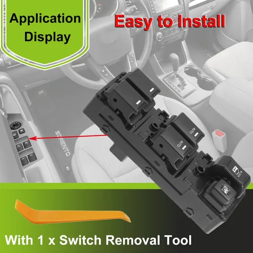 Vista 6 de 93570-2P200 Interruptor de ventana de control eléctrico delantero izquierdo compatible con Kia Sorento 2010-2012, reemplazo del interruptor