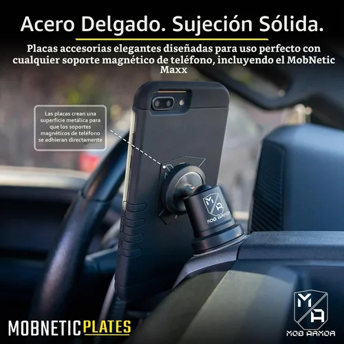 Vista 2 de Mob Armor MobNetic - Placas (2 unidades), compatibles con soporte magnético Mob para automóvil, placas de montaje universales para teléfonos