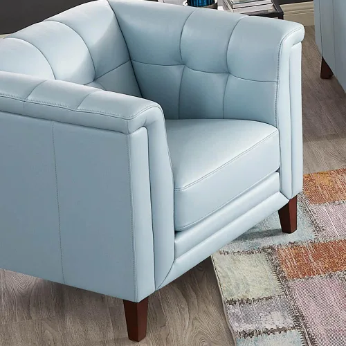 Vista 6 de Hydeline Arvo Silla de cuero de grano superior, azul spa