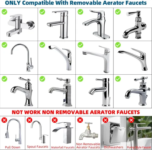 Vista 6 de Hibbent Kit de adaptador de grifo de 11 piezas, juego de adaptador de aireador de latón para fregadero de cocina, adaptador de grifo de fregadero