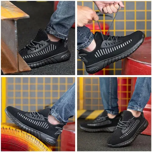 Vista 6 de Furuian Steel Toe Shoes for Men Comfortable Safety Shoes Non Slip Steel Toe Sneakers Warehouse Industry Contstruction Mens Work Shoes