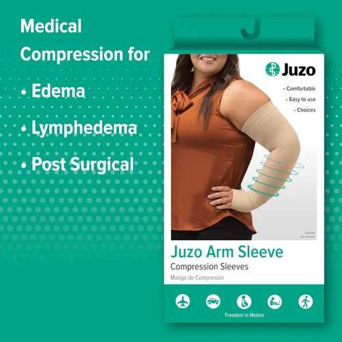 Vista 4 de Juzo Manga de compresión suave 2001 20-30 mmHg, regular Borde de silicona, ultra suave, transpirable, manga de compresión médica, punto opaco