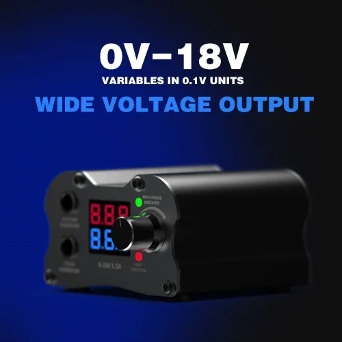 Vista 2 de Fuente de alimentación de tatuaje digital con control de voltaje ajustable y función de memoria, pantalla LCD máquina de tatuaje unidad de potencia