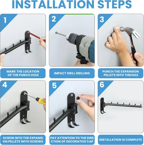 Vista 7 de Percheros para colgar ropa, perchereros de ropa montados en la pared, ganchos para colgar ropa, barras para ropa, ganchos resistentes, plegables