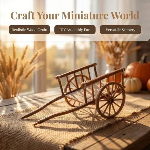 Vista 4 de STOBOK Carro de cultivo en miniatura, modelo de casa de muñecas, carretillas en miniatura, carrito de simulación, adornos de paisaje, carro antiguo