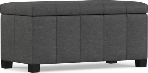 Vista 12 de SIMPLIHOME Dover - Reposapiés con almacenamiento rectangular contemporáneo de 36 pulgadas de ancho en aspecto de lino gris pizarra, tapizado