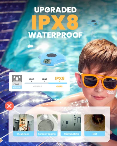 Vista 4 de BALDR Termómetro flotante para piscina, termómetro de piscina con energía solar, fácil de leer/usar