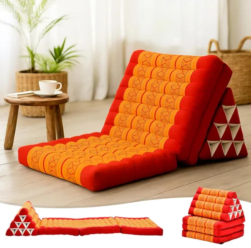 Vista 67 de Leewadee - Cojín Tailandés plegable para el suelo con respaldo para TV, sala de estar, colchón para exterior, 65.7 x 20.9 x 11.8 pulgadas, Kapok