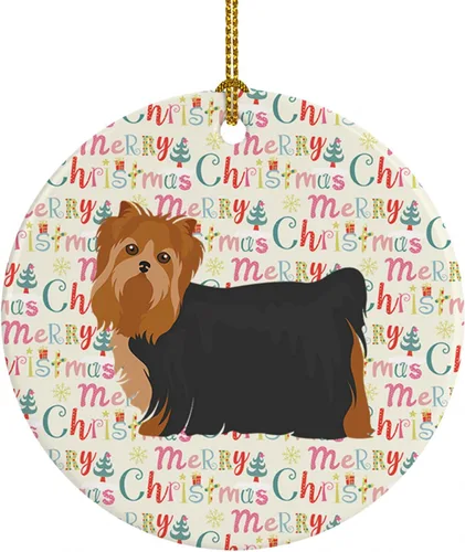Vista 11 de Caroline's Treasures Abyssinian Sand Terrier - Adorno de cerámica para colgar en el árbol de Navidad, para el hogar, Navidad, fiestas, regalo, 3