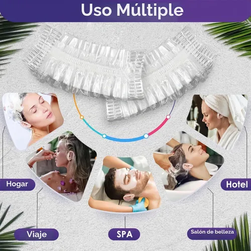 Vista 8 de 100 piezas de cubiertas para los oídos para la ducha, desechables, de plástico resistente al agua Cubiertas desechables para teñir el cabello