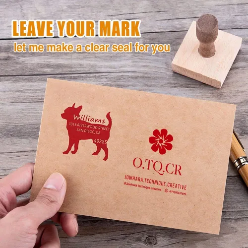 Vista 2 de Sellos personalizados para varias ocasiones, sellos de goma de madera en varios tamaños (sello-2)