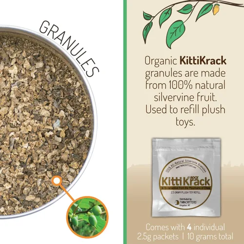 Vista 4 de KittiKrack Rock Organic Silvervine - Sustituto de hierba gatera para gatos y gatitos Gránulos de silvervine cosechados salvajes totalmente