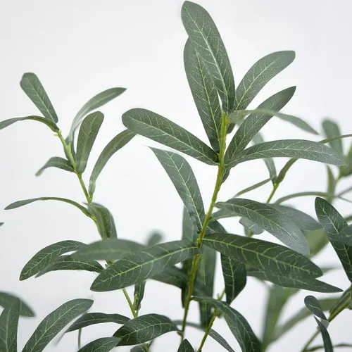 Vista 3 de FiveSeasonStuff Ramas de hoja de olivo artificial de 30.3 pulgadas, 6 tallos para jarrones Verde en ambos lados