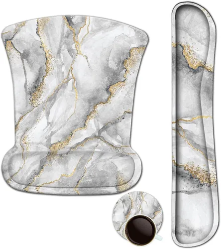 Vista 11 de ArtSo Reposamuñecas para teclado + alfombrilla para mouse con soporte para reposamuñecas ergonómico + juego de posavasos 3 en 1, base Arte abstracto