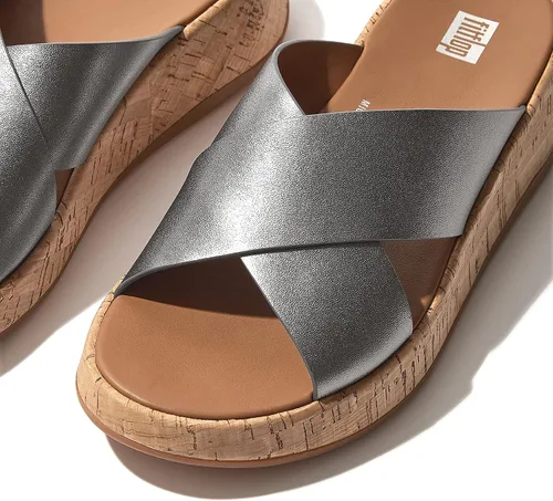 Vista 5 de FitFlop F-Mode Metálico CueroCorcho Flatform Cross Slides
