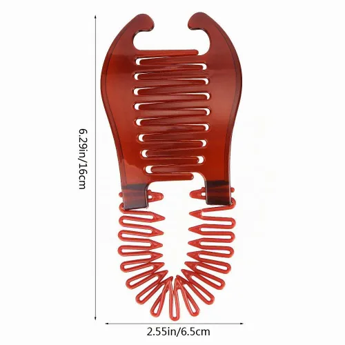 Vista 2 de Peines de plátano entrelazados elásticos y flexibles, pinzas flexibles para cola de caballo, accesorios para el cabello para mujeres y niñas, 2