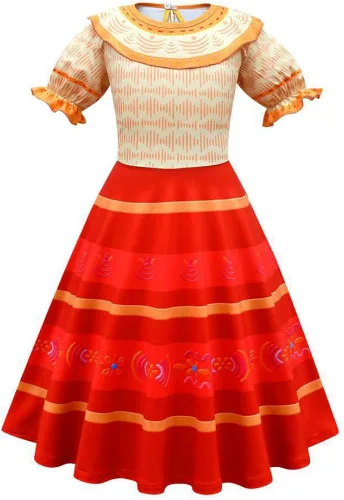 Vista 2 de IDOTTA Mirabel Costume Encanto Isabela Dress for Girls Madrigal Cosplay outfits Halloween Dress Up