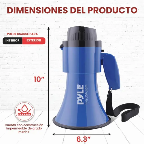 Vista 7 de Pyle Megáfono compacto con batería con sirena, 30 W de potencia, micrófono, 2 modos, sonido PA, megáfono, rango de 1200 yardas, mango plegable