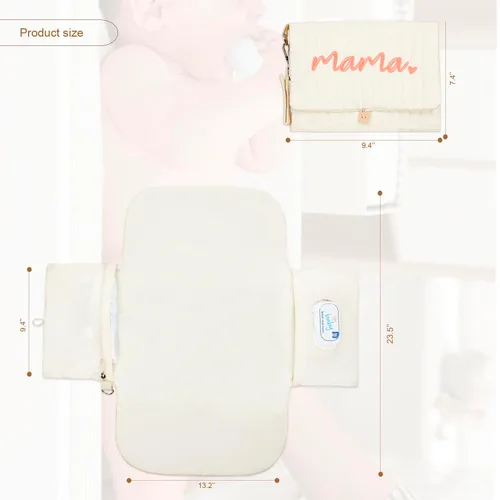 Vista 3 de Cambiador de pañales portátil, con, para recién nacido niña y niño con bolsillo de toallitas inteligentes, fácil de limpiar, impermeable, suave