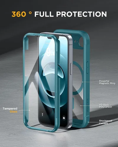 Vista 386 de Miracase Serie de vidrio para iPhone 11 de 6.1 pulgadas, funda protectora de cuerpo completo resistente mejorada con protector de pantalla de vidrio