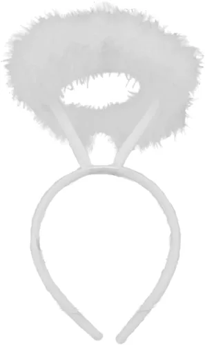 Vista 6 de Juego de alas de ángel y halo de plumas blancas, color blanco, tamaño sin