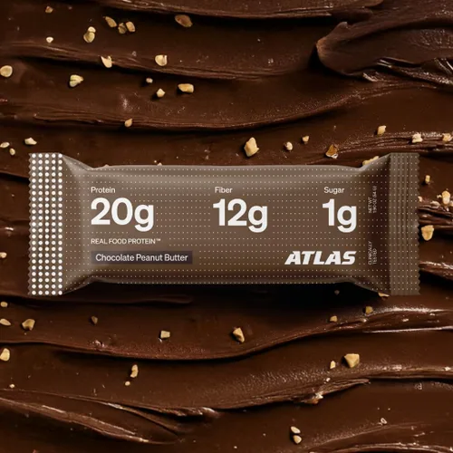 Vista 6 de Atlas Real Food - Barras altas en proteínas, 0.71 onzas de proteína, 0.47 onzas de fibra, 0.44 onzas de azúcar, ingredientes limpios, sin azúcar