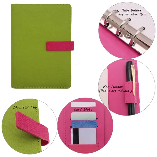 Vista 15 de HXRTANGS A5 Refillable Notebook, Ring Binder Journal Personal Organizer with Lined Paper + Planner Stickers + Subject Dividers + Index Tabs +