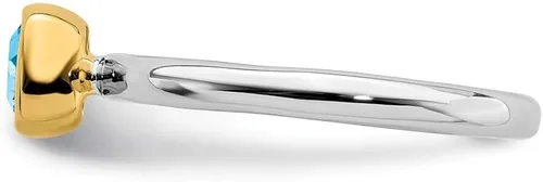 Vista 3 de Anillo de plata de ley 925 apilable chapado en oro azul topacio banda de eternidad