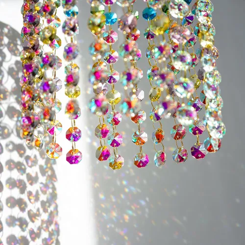 Vista 4 de Atrapasueños de Cristal para Ventana Colgante Campanilla de Viento Jardín Porche Hogar Boda Fiesta Fabricante de Arco Iris Perlas de Cristal