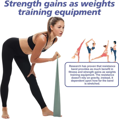 Vista 3 de Bandas de resistencia para entrenamiento, bandas de ejercicio de látex natural para terapia física, estiramiento, yoga, pilates, entrenamiento