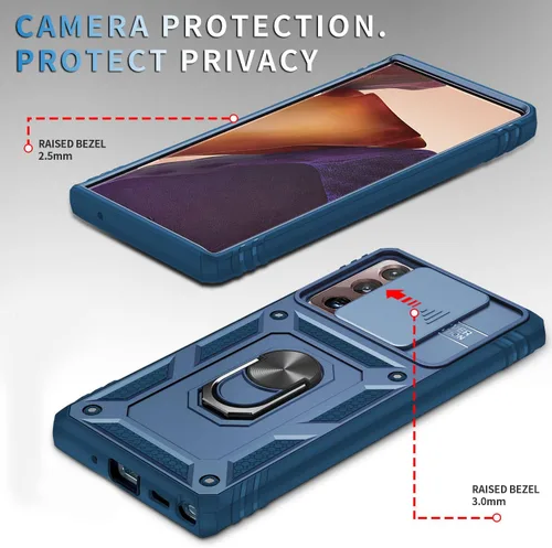 Vista 3 de Fetrim Funda para Galaxy Note 20 Ultra, Caja Del Teléfono De La Cubierta De La Cámara Con Soporte De Anillo De Rotación Para Samsung Galaxy Note 20