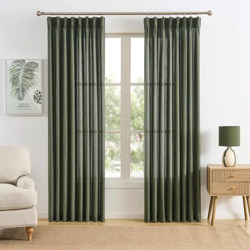 Vista 28 de RAIN CITY - Juego de 2 cortinas de 45 pulgadas de largo con plisado con pellizco, cortinas semitraslúcidas para dormitorio, cuarto de bebé