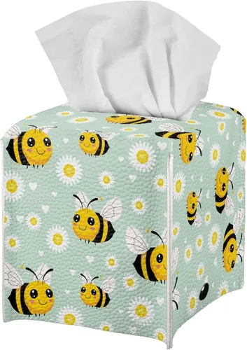 Vista 42 de ZFRXIGN Caja de pañuelos de hongos estética, funda cuadrada de piel sintética, organizador con cinturón inferior para tocador, encimera, mesita