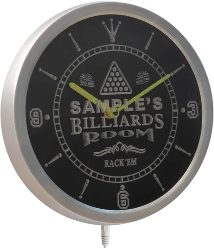 Vista 2 de AdvPro ncpj-tm Billiards Room - Reloj de pared LED de neón con letrero de cerveza, letrero de cerveza