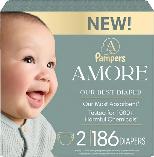 Vista 29 de Pampers Amore, tamaño 0 (hasta 10 libras), 76 unidades, nuestro mejor pañal, hipoalergénico y sin fragancia, hasta 100% a prueba de fugas, suave