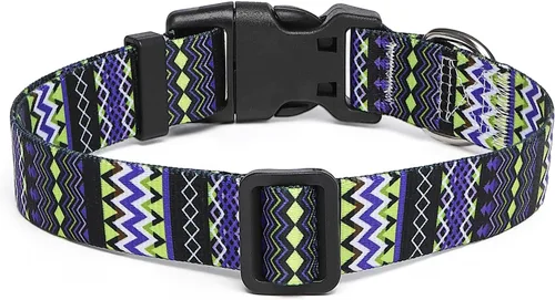Vista 2 de Collar de perro ajustable con patrones, collar de mascota de nailon suave ultra cómodo y transpirable para perros pequeños, medianos y grandes